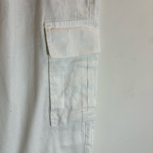 ZARA Sz  M Linen Cotton Blend Cargo Style Multiple Pockets Trousers Pants - Picture 3 of 10